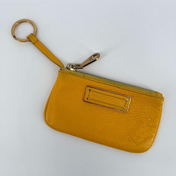 Marc By Marc Jacobs Coin Card Key Pouch Wallet Classic Q Yellow Leather - Picture 1 of 9